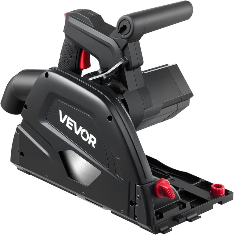VEVOR Scie Circulaire Plongeante 165,1 mm Scie à Rail 1200 W pour Bois, Plastique, avec Lame 48 Dents en Carbure